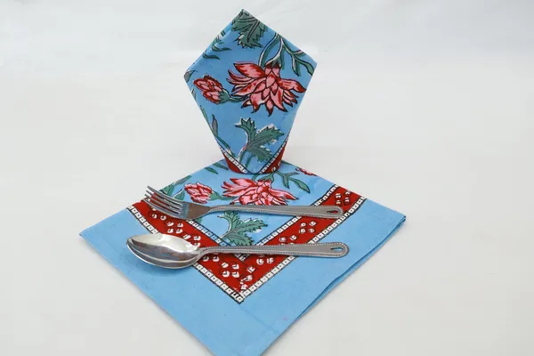 Blue_&_Red__Floral_Pure_Cotton_|__Hand_Block_Print_Napkin