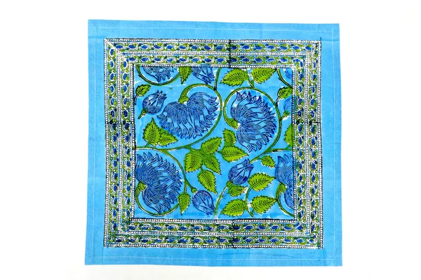 Blue_and_Green_Pure_Cotton_Floral_Hand_Block_Print_Napkin,_Cocktail_napkin,_Dinner_napkin,_Buffet_Napkin,_Horde_oeuvres_Size_13"x_13"