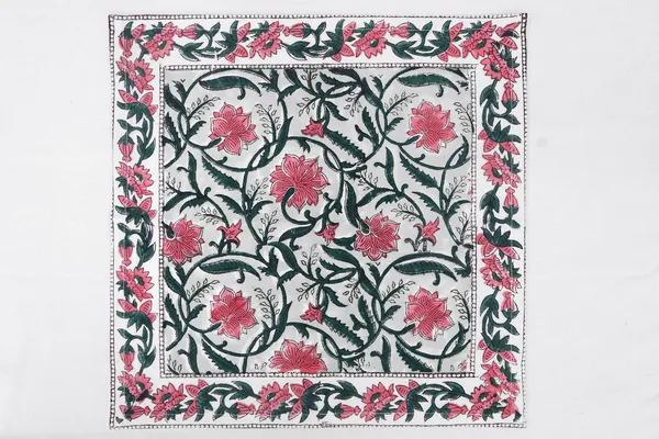 Blue_&_Pink_Floral_Pure_Cotton_|__Hand_Block_Print_Napkin