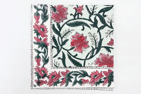 Blue_&_Pink_Floral_Pure_Cotton_|__Hand_Block_Print_Napkin