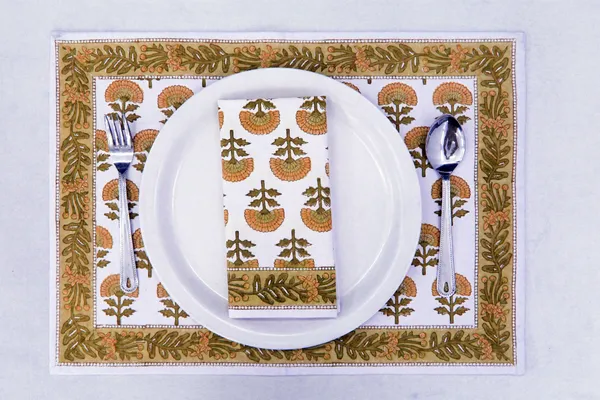 Yellow_&_Orange_Floral_Pure_Cotton_|__Hand_Block_Print_Napkin