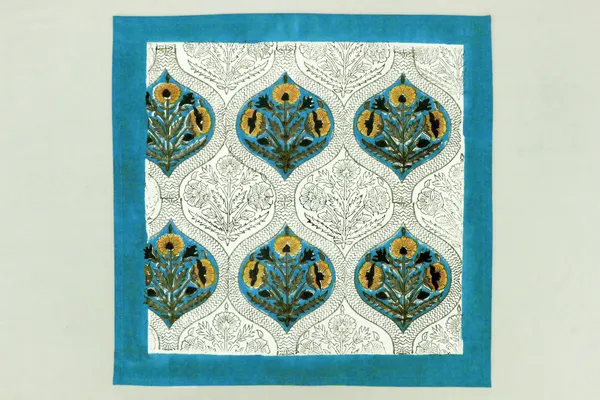 Blue_&_Yellow_Pure_Cotton_Floral_Hand_Block_Print_Napkin,_Cocktail_napkin,_Dinner_napkin,_Buffet_Napkin,_Horde_oeuvres_Size_20"x20"