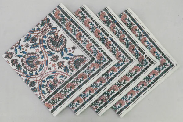 Pure_Cotton_Pink_And_Blue_Hand_Block_Print_Napkin_Cocktail_Napkin_Dinner_Napkin_Buffet_Napkin_Horde_Oeuvres