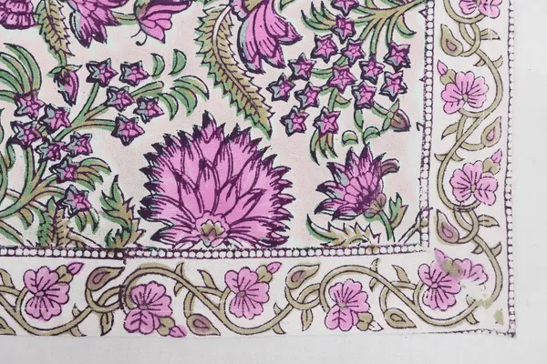 Pure_Cotton_Pink_And_Green_Floral_Hand_Block_Print_Napkin_Cocktail_Napkin_Dinner_Napkin_Buffet_Napkin_Horde_Oeuvres