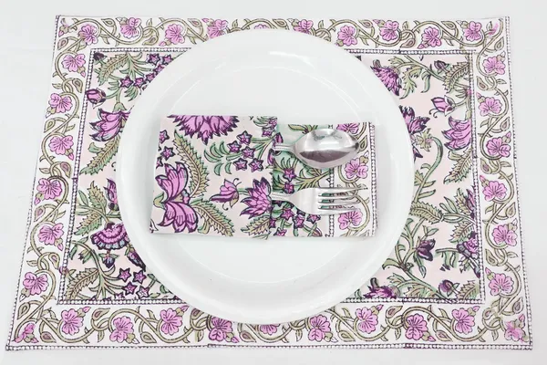 Pure_Cotton_Pink_And_Green_Floral_Hand_Block_Print_Napkin_Cocktail_Napkin_Dinner_Napkin_Buffet_Napkin_Horde_Oeuvres