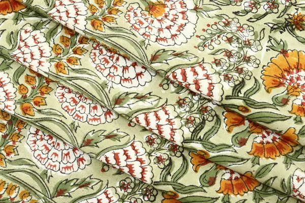 Green_Cotton_Floral_Hand_Flower_Traditional_|_Print_Unstiched_Material_For_Men's_Kurta_Shirts_&_Women's_Kurti_and_Other_Dress_Material