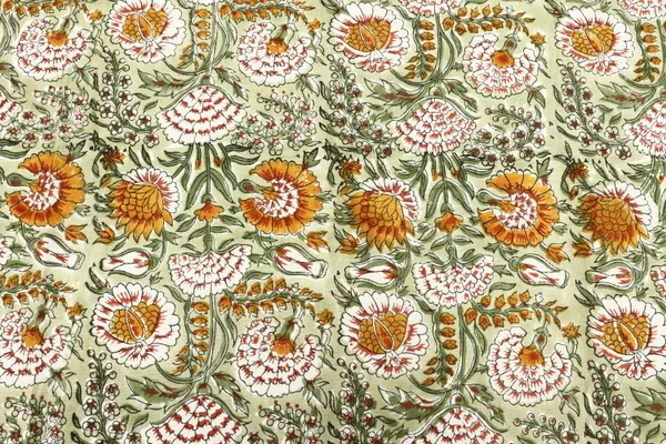 Green_Cotton_Floral_Hand_Flower_Traditional_|_Print_Unstiched_Material_For_Men's_Kurta_Shirts_&_Women's_Kurti_and_Other_Dress_Material
