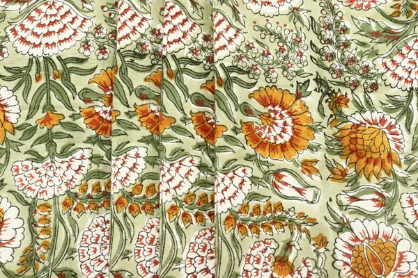 Green_Cotton_Floral_Hand_Flower_Traditional_|_Print_Unstiched_Material_For_Men's_Kurta_Shirts_&_Women's_Kurti_and_Other_Dress_Material