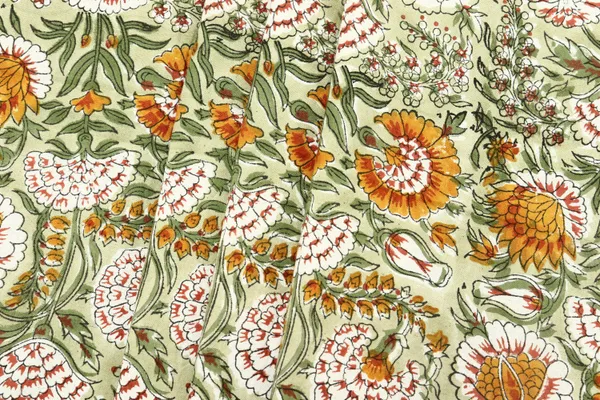 Green_Cotton_Floral_Hand_Flower_Traditional_|_Print_Unstiched_Material_For_Men's_Kurta_Shirts_&_Women's_Kurti_and_Other_Dress_Material