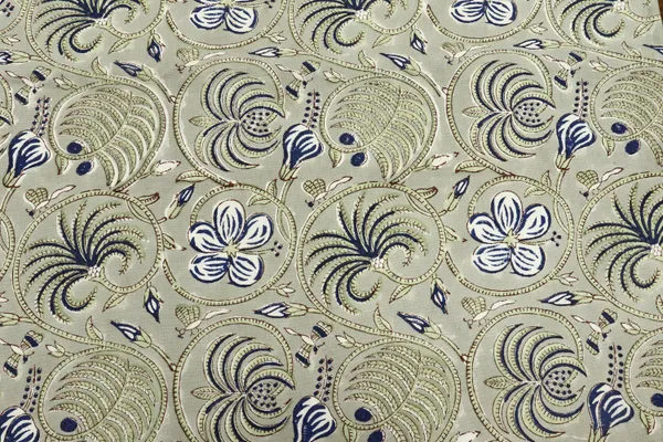 Green_Cotton_Traditional_Floral_Hand_Block_Print_Unstiched_Material_For_Men's_Kurta_Shirts_&_Women's_Kurti_and_Other_Dress_Material
