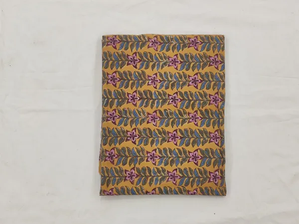 Yellow_Cotton_Traditional_Floral_Hand_Block_Print_Unstiched_Material_For_Men's_Kurta_Shirts_&_Women's_Kurti_and_Other_Dress_Material
