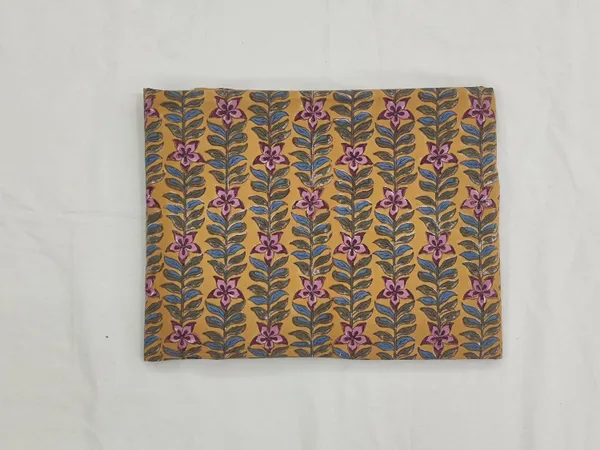 Yellow_Cotton_Traditional_Floral_Hand_Block_Print_Unstiched_Material_For_Men's_Kurta_Shirts_&_Women's_Kurti_and_Other_Dress_Material
