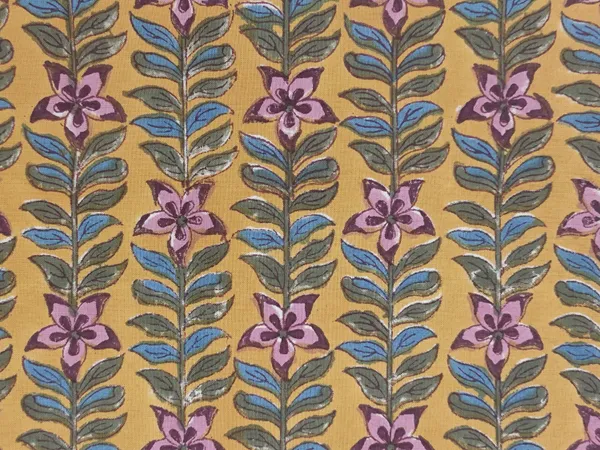 Yellow_Cotton_Traditional_Floral_Hand_Block_Print_Unstiched_Material_For_Men's_Kurta_Shirts_&_Women's_Kurti_and_Other_Dress_Material