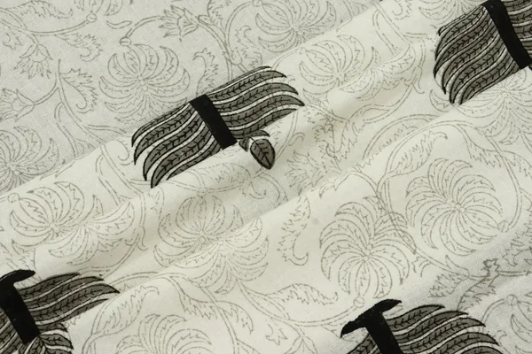 Black_Cotton_Traditional_Floral_Hand_Block_Print_Unstiched_Material_For_Men's_Kurta_Shirts_&_Women's_Kurti_and_Other_Dress_Material