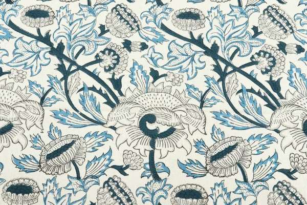White_Cotton_Traditional_Floral_Hand_Block_Print_Unstiched_Material_For_Men's_Kurta_Shirts_&_Women's_Kurti_and_Other_Dress_Material