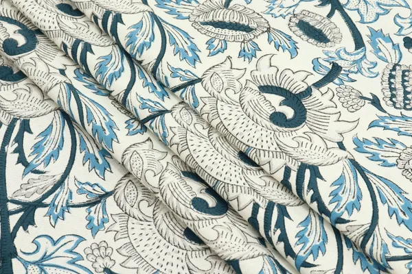 White_Cotton_Traditional_Floral_Hand_Block_Print_Unstiched_Material_For_Men's_Kurta_Shirts_&_Women's_Kurti_and_Other_Dress_Material
