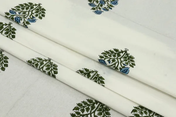 Green_Cotton_Traditional_Floral_Hand_Block_Print_Unstiched_Material_For_Men's_Kurta_Shirts_&_Women's_Kurti_and_Other_Dress_Material
