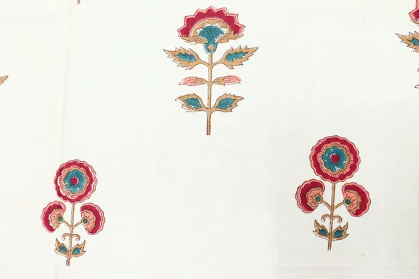 Red_Cotton_Traditional_Floral_Hand_Block_Print_Unstiched_Material_For_Men's_Kurta_Shirts_&_Women's_Kurti_and_Other_Dress_Material
