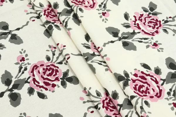 White_Cotton_Traditional_Floral_Hand_Block_Print_Unstiched_Material_For_Men's_Kurta_Shirts_&_Women's_Kurti_and_Other_Dress_Material