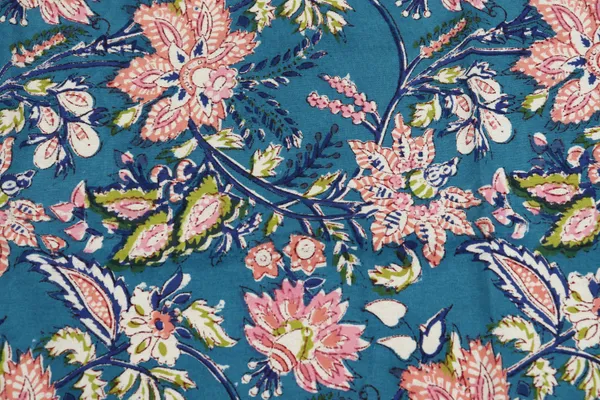Blue_Cotton_Traditional_Floral_Hand_Block_Print_Unstiched_Material_For_Men's_Kurta_Shirts_&_Women's_Kurti_and_Other_Dress_Material