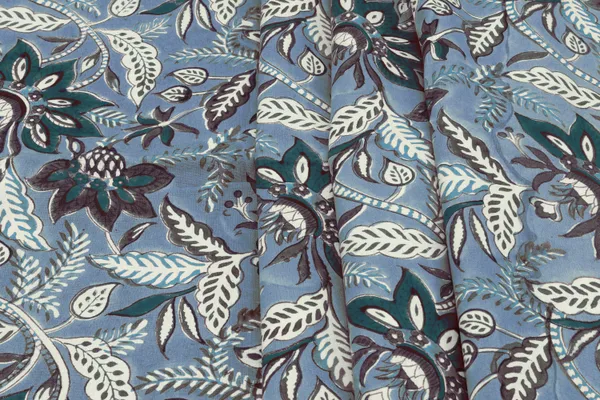 Grey_Cotton_Traditional_Floral_Hand_Block_Print_Unstiched_Material_For_Men's_Kurta_Shirts_&_Women's_Kurti_and_Other_Dress_Material