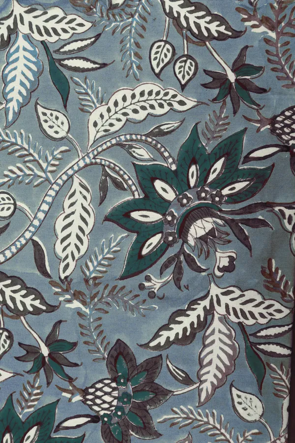 Grey_Cotton_Traditional_Floral_Hand_Block_Print_Unstiched_Material_For_Men's_Kurta_Shirts_&_Women's_Kurti_and_Other_Dress_Material
