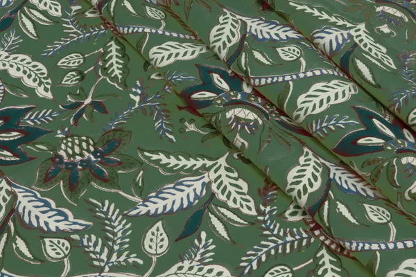 Green_Cotton_Traditional_Floral_Hand_Block_Print_Unstiched_Material_For_Men's_Kurta_Shirts_&_Women's_Kurti_and_Other_Dress_Material