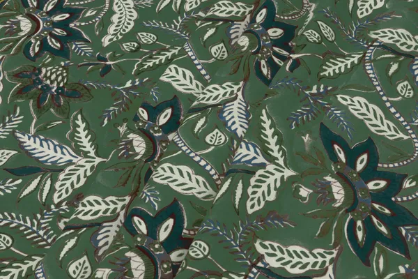Green_Cotton_Traditional_Floral_Hand_Block_Print_Unstiched_Material_For_Men's_Kurta_Shirts_&_Women's_Kurti_and_Other_Dress_Material