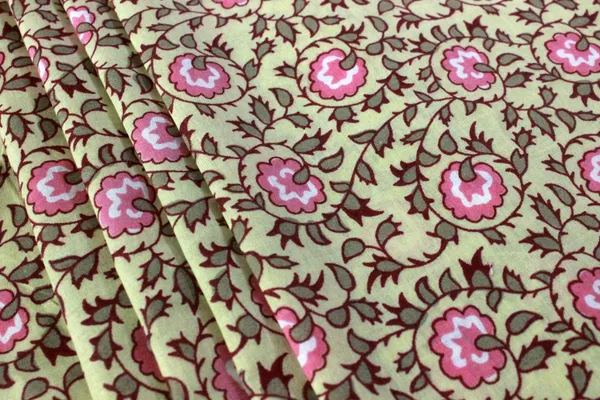 Yellow_Cotton_Traditional_Floral_Hand_Block_Print_Unstiched_Material_For_Men's_Kurta_Shirts_&_Women's_Kurti_and_Other_Dress_Material|1414