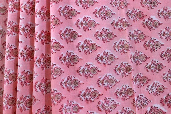 Pink_Cotton_Traditional_Floral_Hand_Block_Print_Unstiched_Material_For_Men's_Kurta_Shirts_&_Women's_Kurti_and_Other_Dress_Material