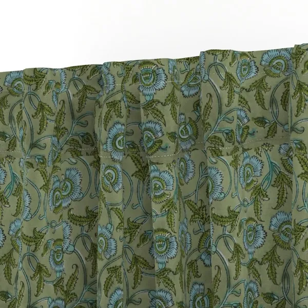 Green_and_Blue_Colour_Hand_Block_Print_Curtain_&_Drapes,_Pure_Cotton_Fabric