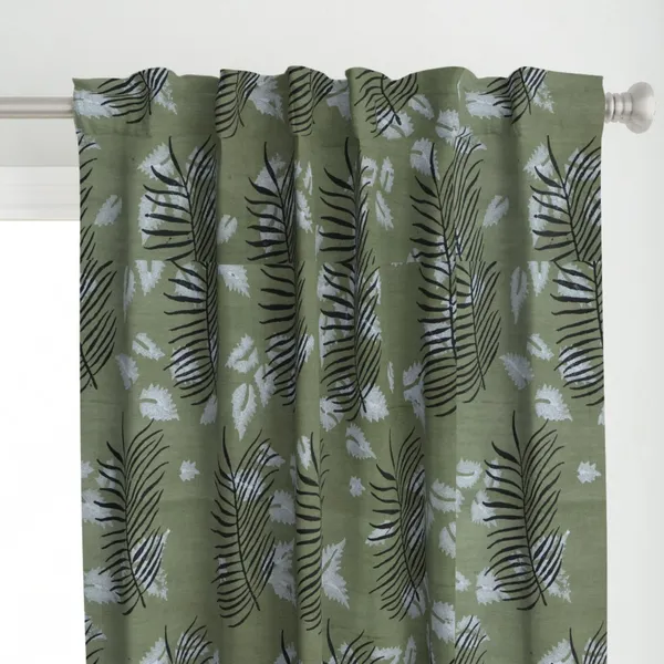 Green_and_White_Colour_Hand_Block_Print_Curtain_&_Drapes,_Pure_Cotton_Fabric