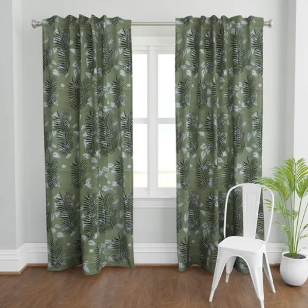 Green_and_White_Colour_Hand_Block_Print_Curtain_&_Drapes,_Pure_Cotton_Fabric