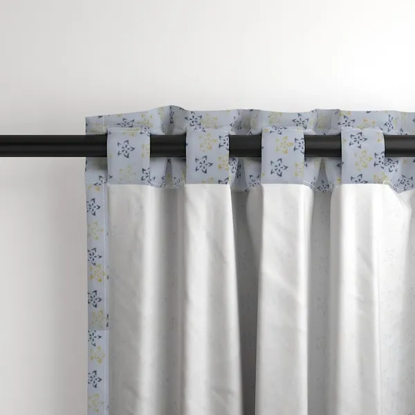 Blue,_White_and_Yellow_Colour_Hand_Block_Print_Curtain_&_Drapes,_Pure_Cotton_Fabric