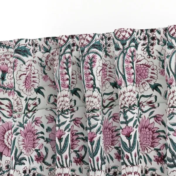 Pink,_White_and_Teal_Colour_Hand_Block_Print_Curtain_&_Drapes,_Pure_Cotton_Fabric