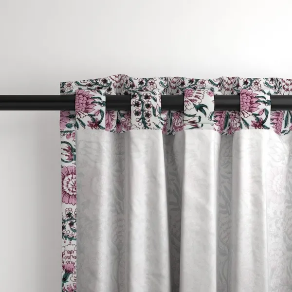 Pink,_White_and_Teal_Colour_Hand_Block_Print_Curtain_&_Drapes,_Pure_Cotton_Fabric