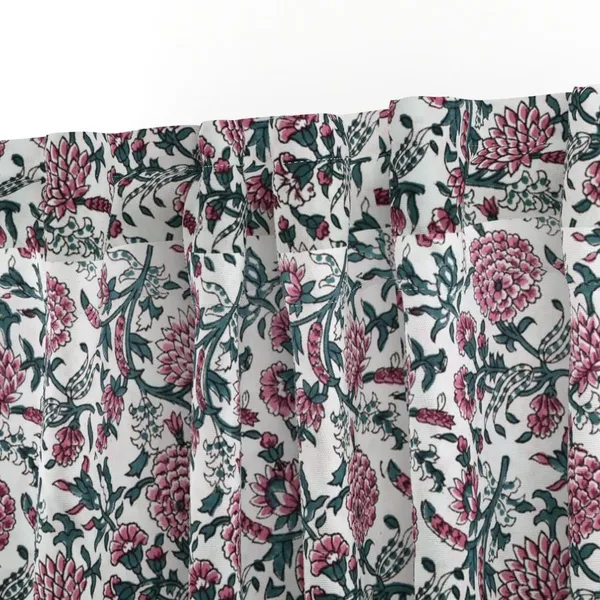 Pink,_White_and_Teal_Colour_Hand_Block_Print_Curtain_&_Drapes,_Pure_Cotton_Fabric