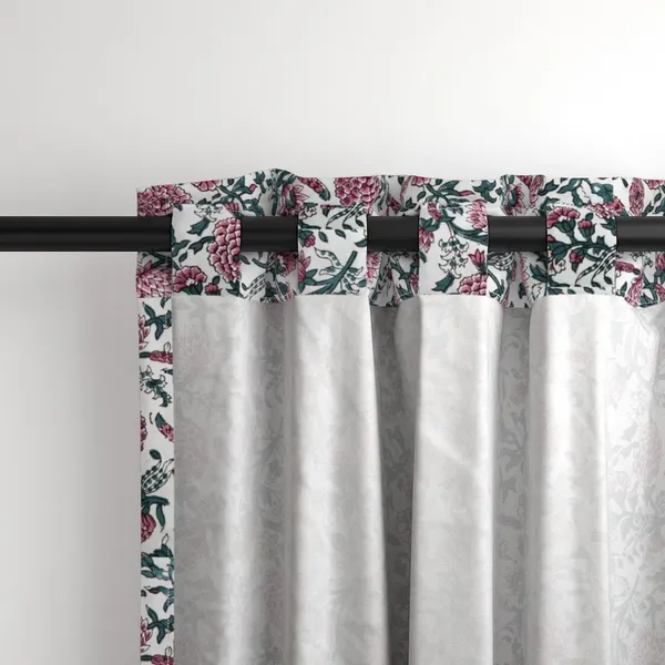 Pink,_White_and_Teal_Colour_Hand_Block_Print_Curtain_&_Drapes,_Pure_Cotton_Fabric