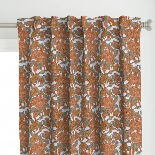 Orange,_Brown_and_White_Colour_Hand_Block_Print_Curtain_&_Drapes,_Pure_Cotton_Fabric