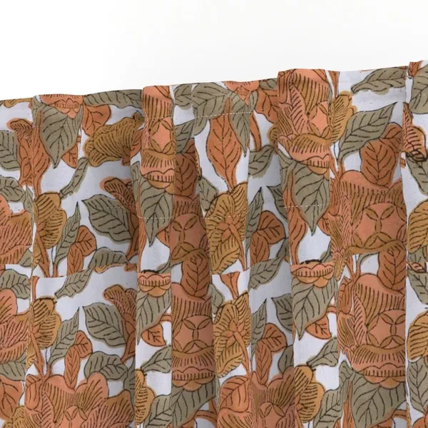 Orange,_Brown_and_White_Colour_Hand_Block_Print_Curtain_&_Drapes,_Pure_Cotton_Fabric