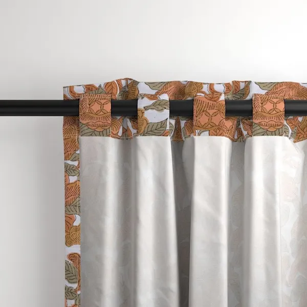 Orange,_Brown_and_White_Colour_Hand_Block_Print_Curtain_&_Drapes,_Pure_Cotton_Fabric
