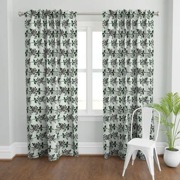 Purple,_Green_and_White_Colour_Hand_Block_Print_Curtain_&_Drapes,_Pure_Cotton_Fabric