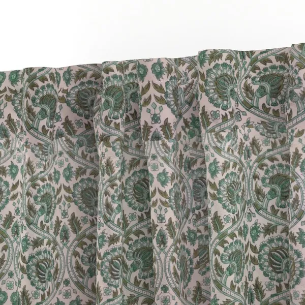 Green_and_Brown_Colour_Hand_Block_Print_Curtain_&_Drapes,_Pure_Cotton_Fabric