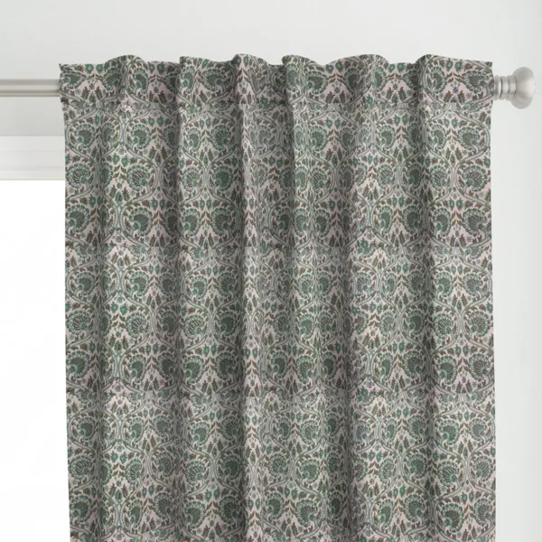 Green_and_Brown_Colour_Hand_Block_Print_Curtain_&_Drapes,_Pure_Cotton_Fabric
