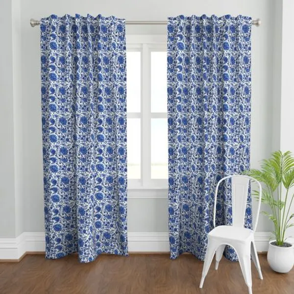 Blue_and_White_Colour_Hand_Block_Print_Curtain_&_Drapes,_Pure_Cotton_Fabric