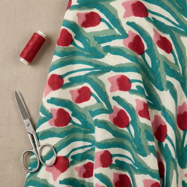 Green_Cotton_Traditional_Floral_Hand_Block_Print_Unstiched_Material_For_Men's_Kurta_Shirts_&_Women's_Kurti_and_Other_Dress_Material