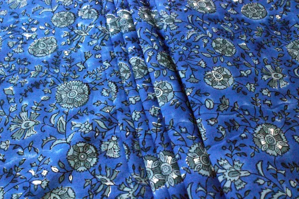 Blue_Cotton_Traditional_Floral_Hand_Block_Print_Unstiched_Material_For_Men's_Kurta_Shirts_&_Women's_Kurti_and_Other_Dress_Material