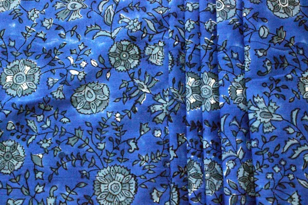 Blue_Cotton_Traditional_Floral_Hand_Block_Print_Unstiched_Material_For_Men's_Kurta_Shirts_&_Women's_Kurti_and_Other_Dress_Material