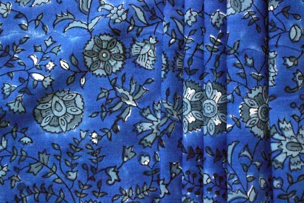 Blue_Cotton_Traditional_Floral_Hand_Block_Print_Unstiched_Material_For_Men's_Kurta_Shirts_&_Women's_Kurti_and_Other_Dress_Material