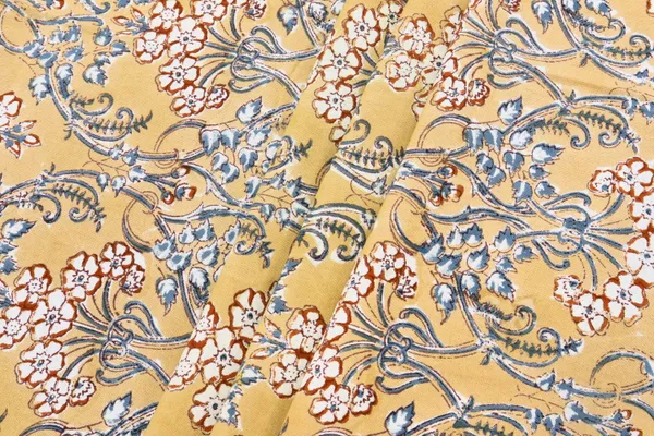 Yellow_Cotton_Traditional_Floral_Hand_Block_Print_Unstiched_Material_For_Men's_Kurta_Shirts_&_Women's_Kurti_and_Other_Dress_Material